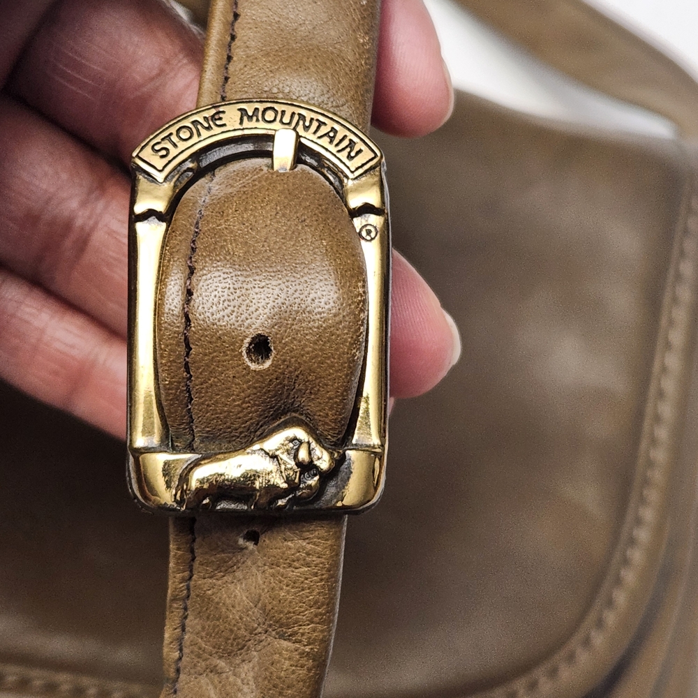 Vintage‎ Stone Mountain Taupe Leather Crossbody Shoulder Bag Classic Casual - Picture 3 of 12